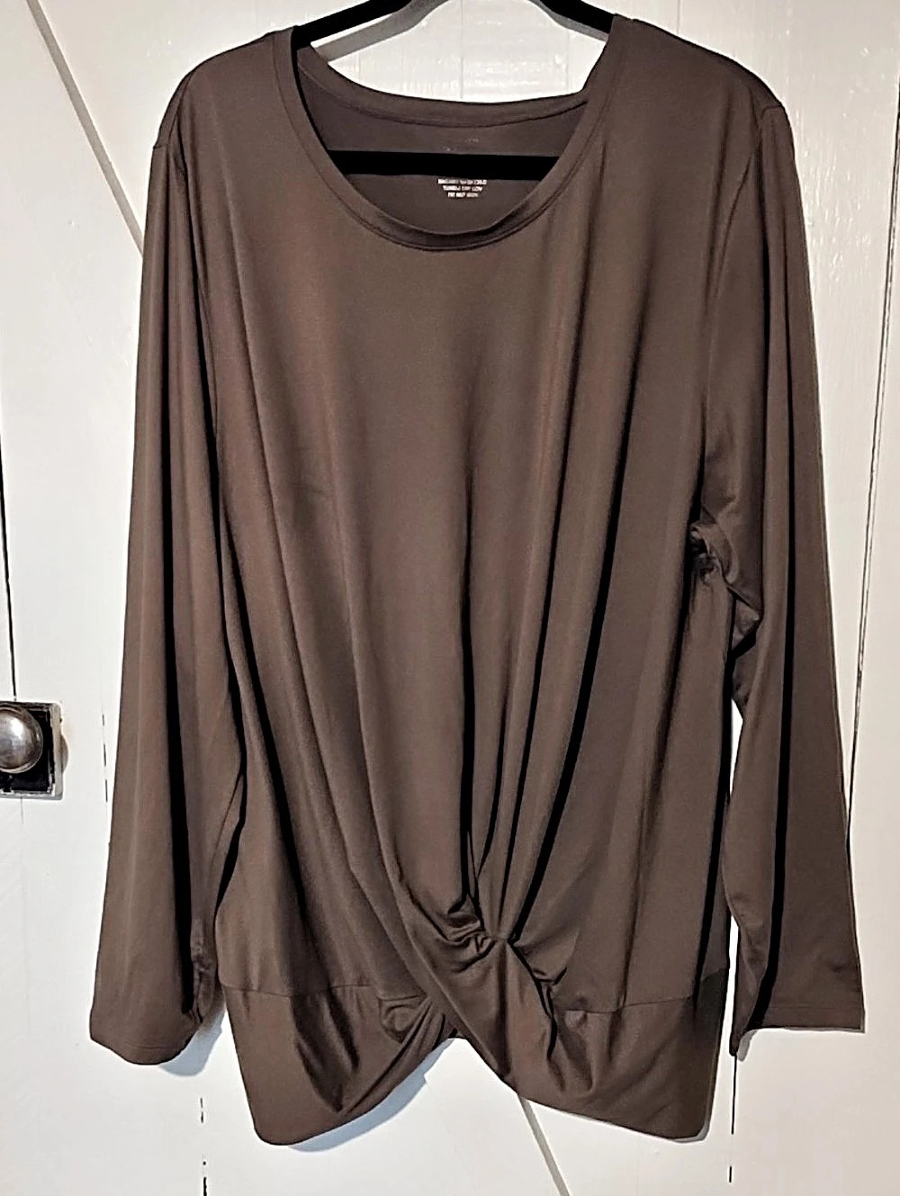 Tahari Sport Ruched Front Tunic in Brown Size 3X